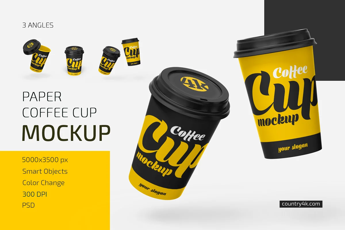 CreativeMarket - Paper Coffee Cup Mockup Set 5338895