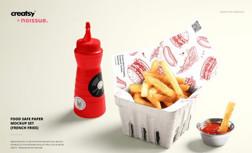 CreativeMarket - Food Safe Paper Mockup french fries 6396756