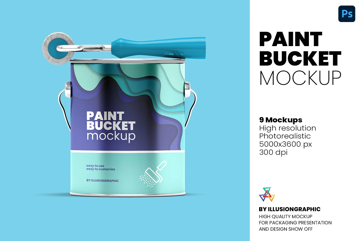 CreativeMarket - Paint Bucket Mockup - 9 Views 5960694