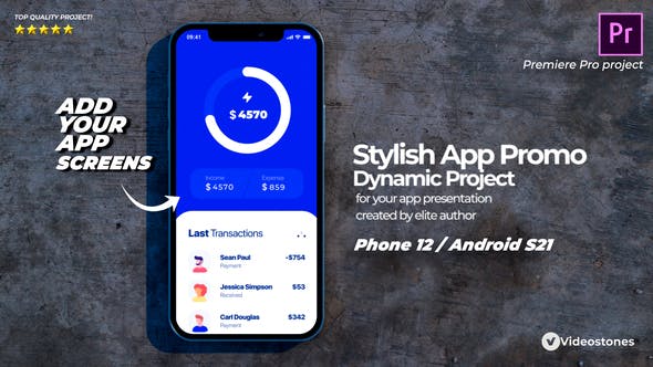 Videohive - Stylish Mobile App Promo - App Demonstration Video - 3d Mobile Mockup Premiere Pro - 33672763