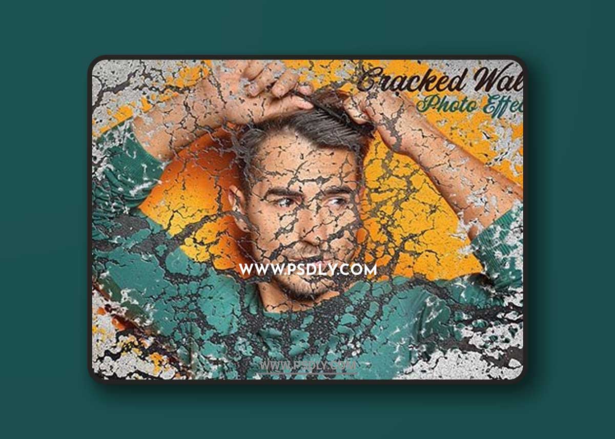 Cracked Wall Photo Effect Mockup 462310713
