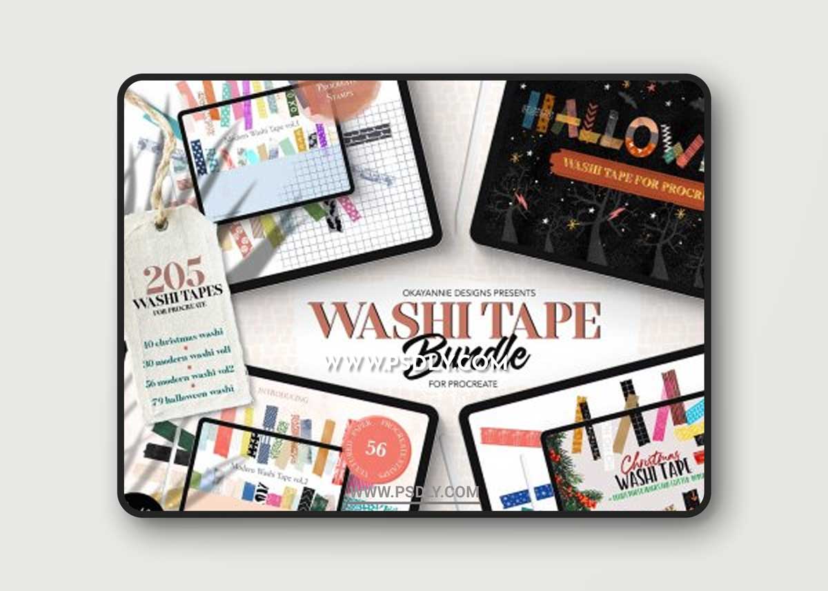 CreativeMarket - 205 Washi Tape Bundle for Procreate 5489982