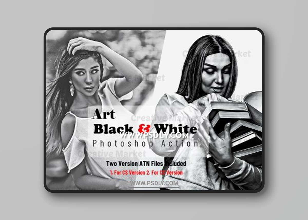 CreativeMarket - Art Black & White Photoshop Action 6563954
