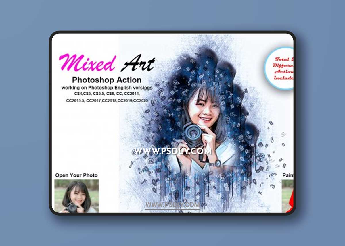 CreativeMarket - Mixed Art Photoshop Action 5461820