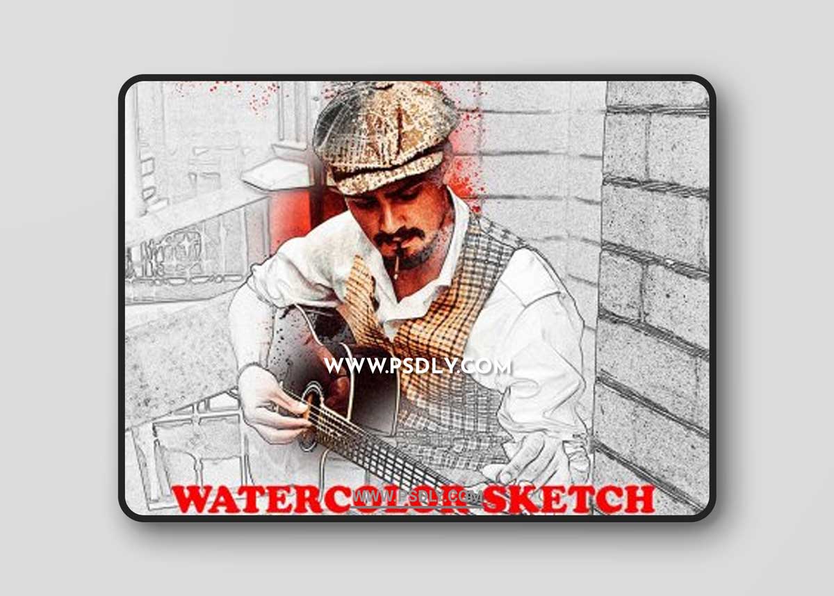 CreativeMarket - Watercolor Sketch Photoshop Action 6317739