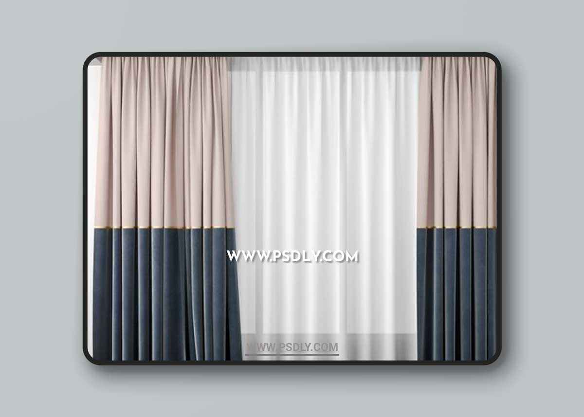 Curtains baked milk and gray-blue