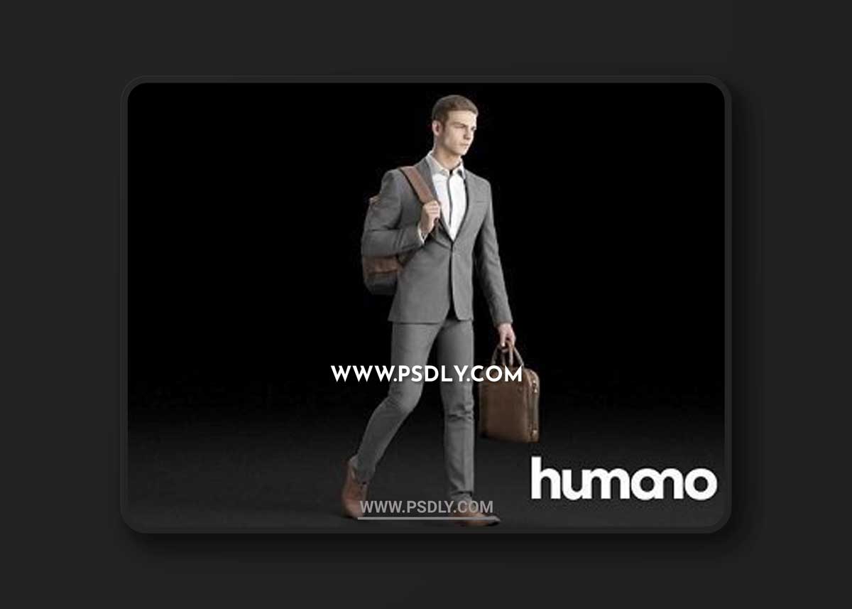 Elegant man walking with a briefcase and backpack 3D model