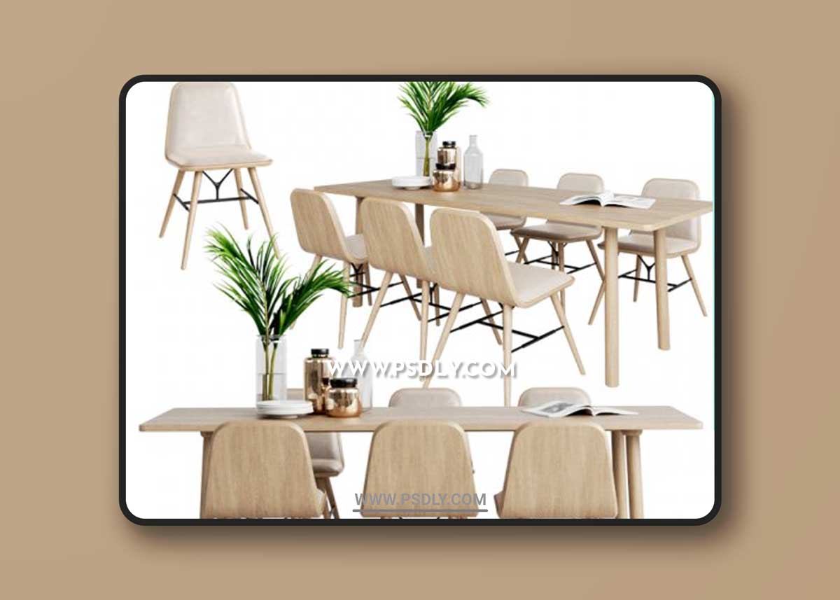 Fredericia Spine Chair & table Taro 3D Models