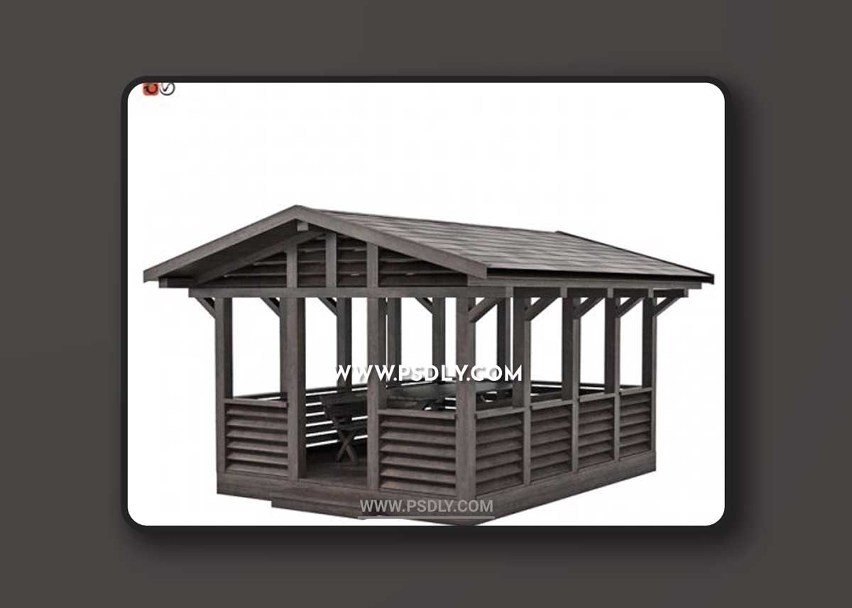 Garden gazebo made of wood 05 3D Models