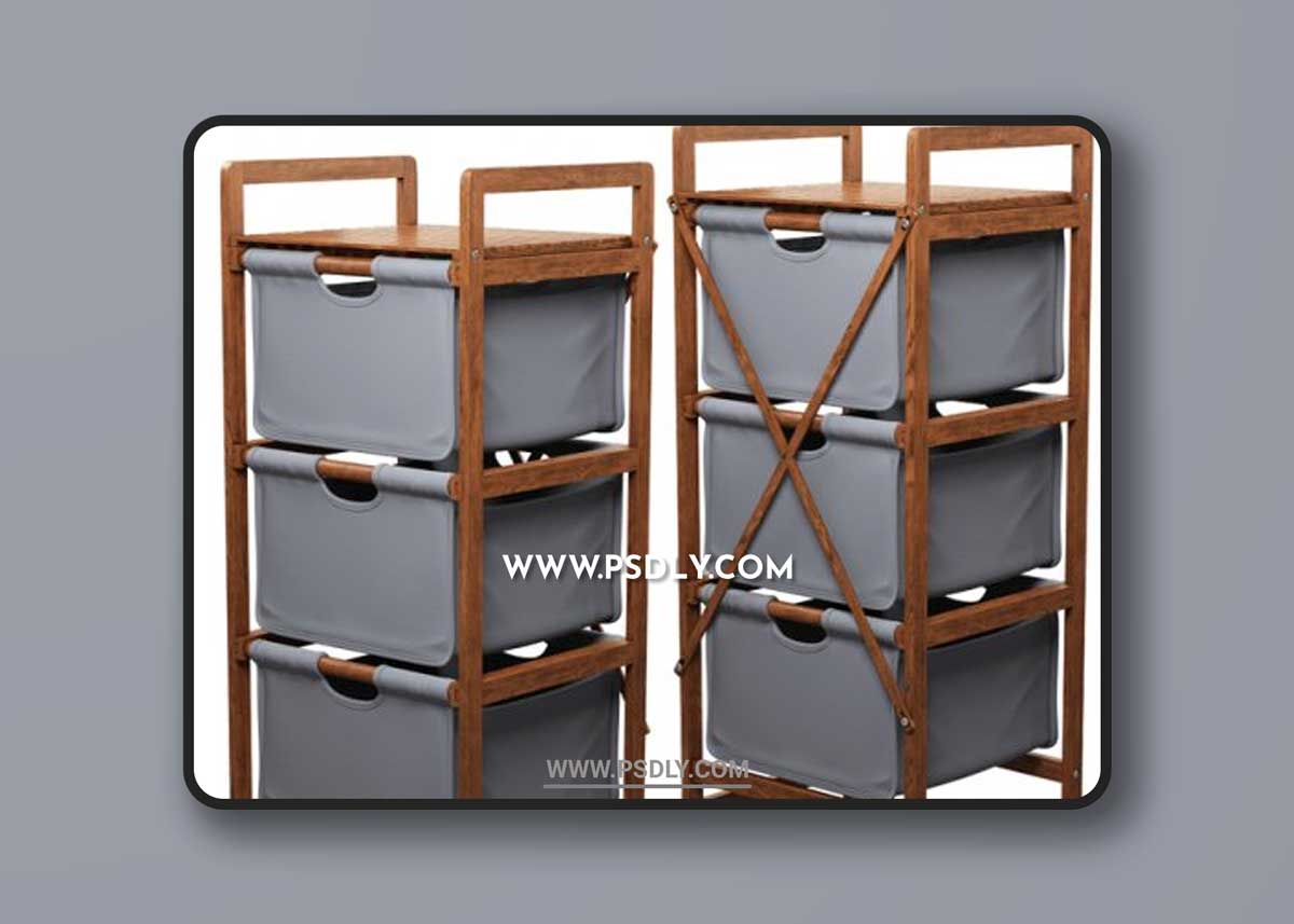 Giantex 3 drawer Bamboo Storage Shelf Dresser 3D Models