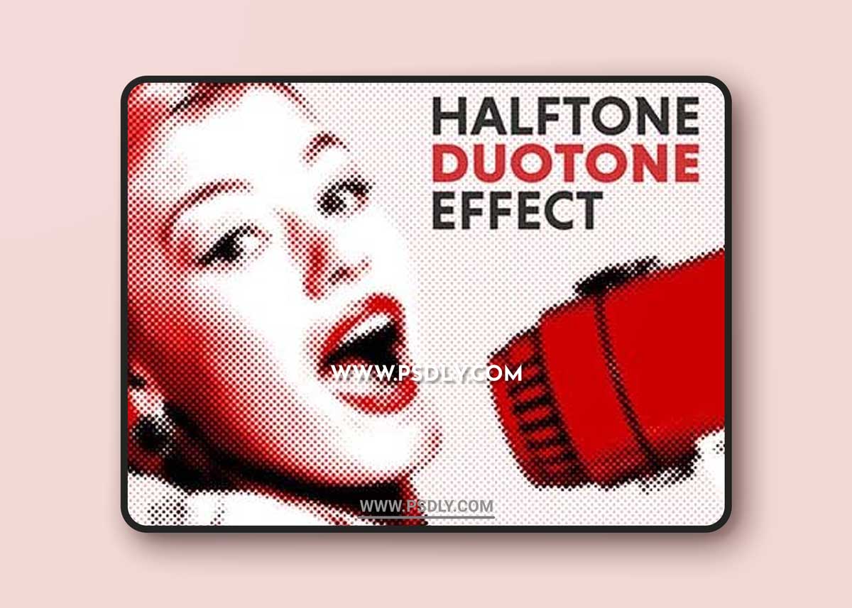 Halftone Duotone Photo Effect Mockup 414735117