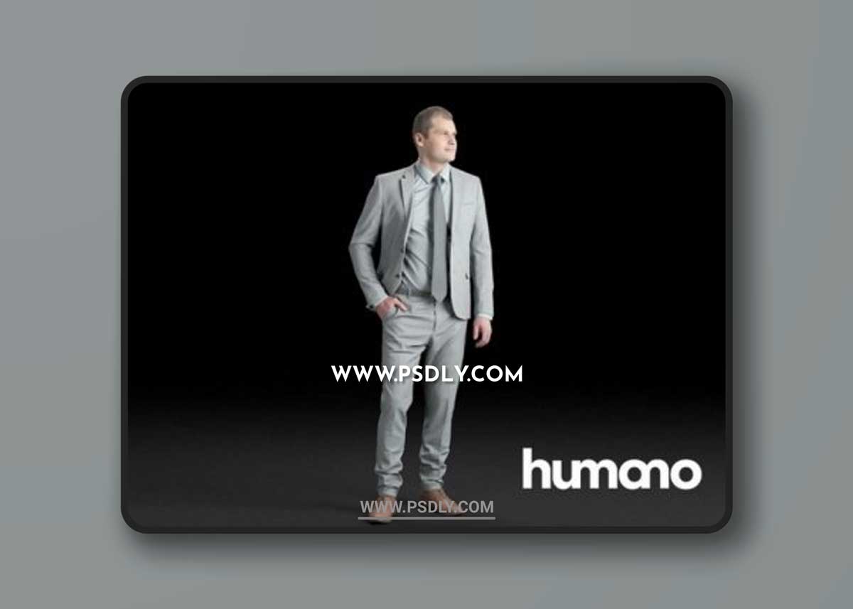 Humano Elegant Business Man Standing and looking 0105 3D model