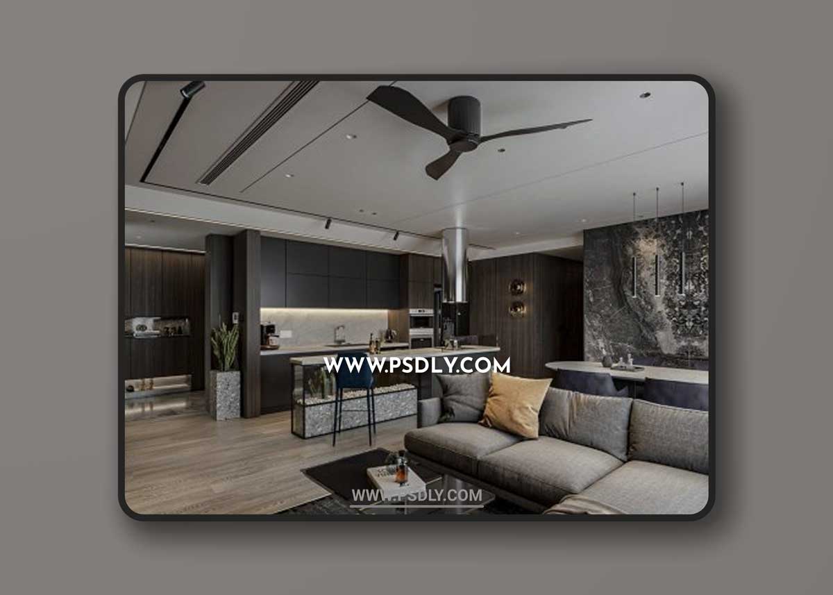 Interior Living Room- Kitchen Model by Trung Pham