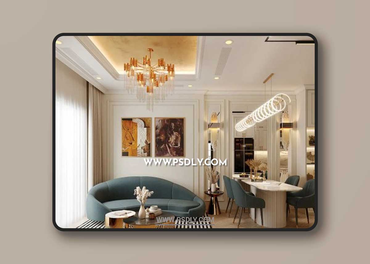 Interior Living Room- Kitchen by Thang Thach That 3D Models