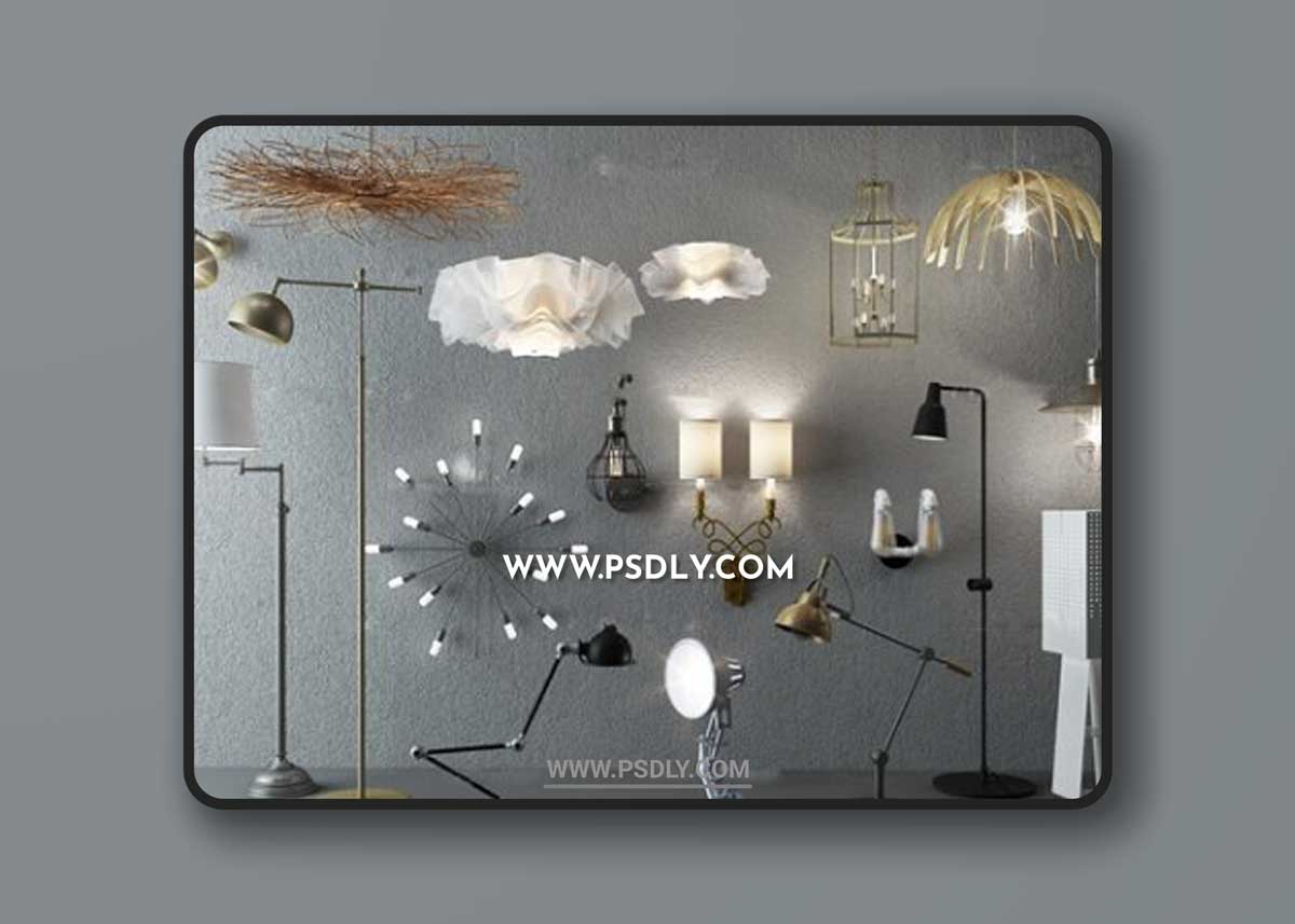 Modern chandelier table lamp floor lamp wall lamp Collection 3D Models