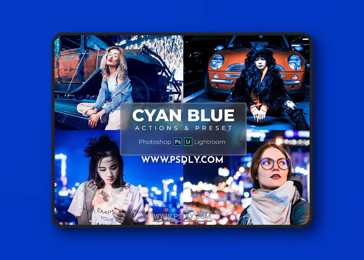 Photoshop Actions & Lightroom Presets - Cyan Blue