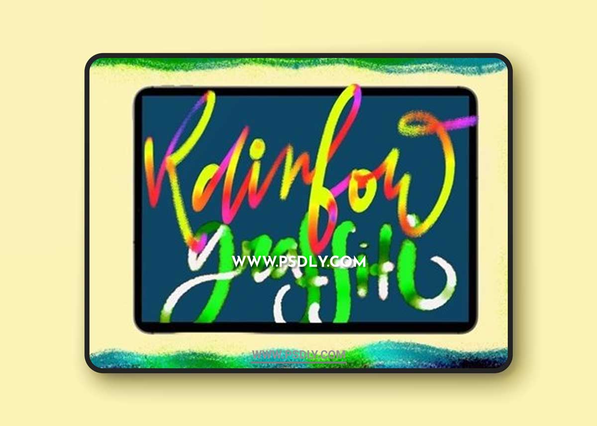 Rainbow Metallic Graffiti Procreate Brushes