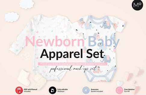 CreativeMarket - Baby Onesie 4x Mock-ups 5890083