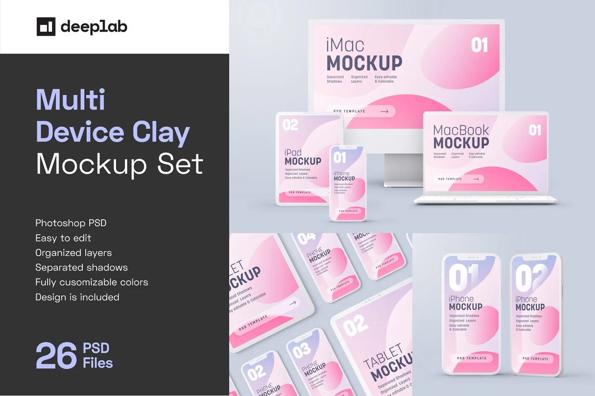 CreativeMarket - Multi Device Clay Mockup Set 6300607
