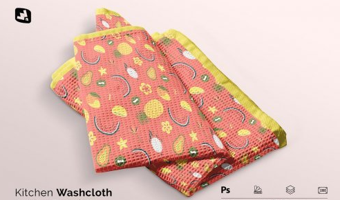 CreativeMarket - Kitchen Washcloth Mockup 5137747