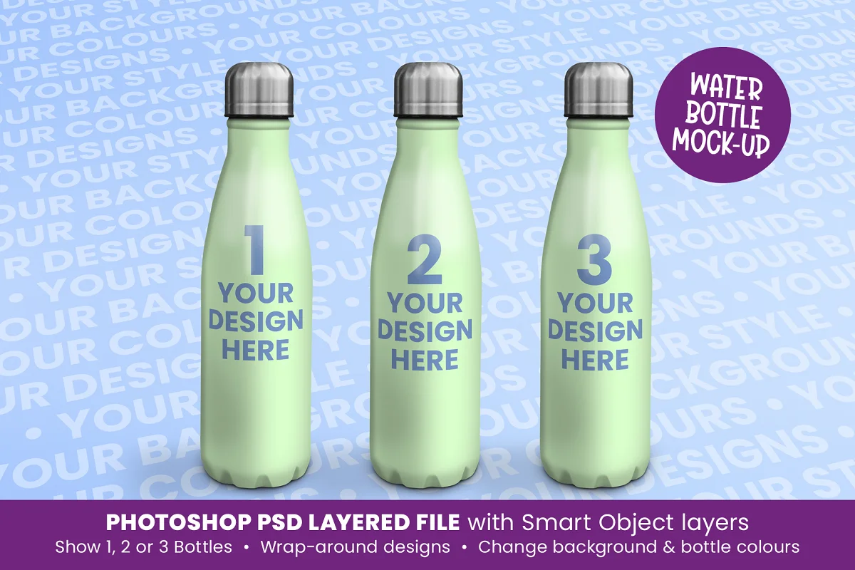 CreativeMarket - Water Bottle/Drinks Bottle Mock Up 5439890