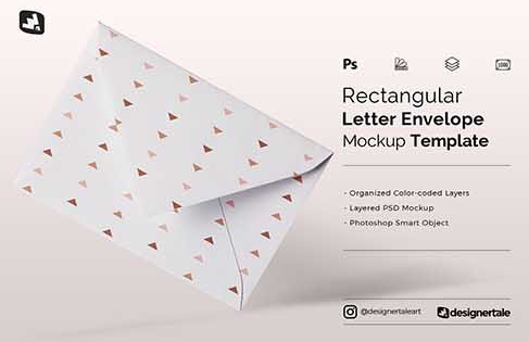 CreativeMarket - Rectangular Letter Envelope Mockup 5360822