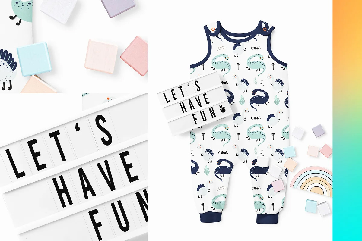CreativeMarket - Baby Cotton Dungarees Mock-ups 5933223