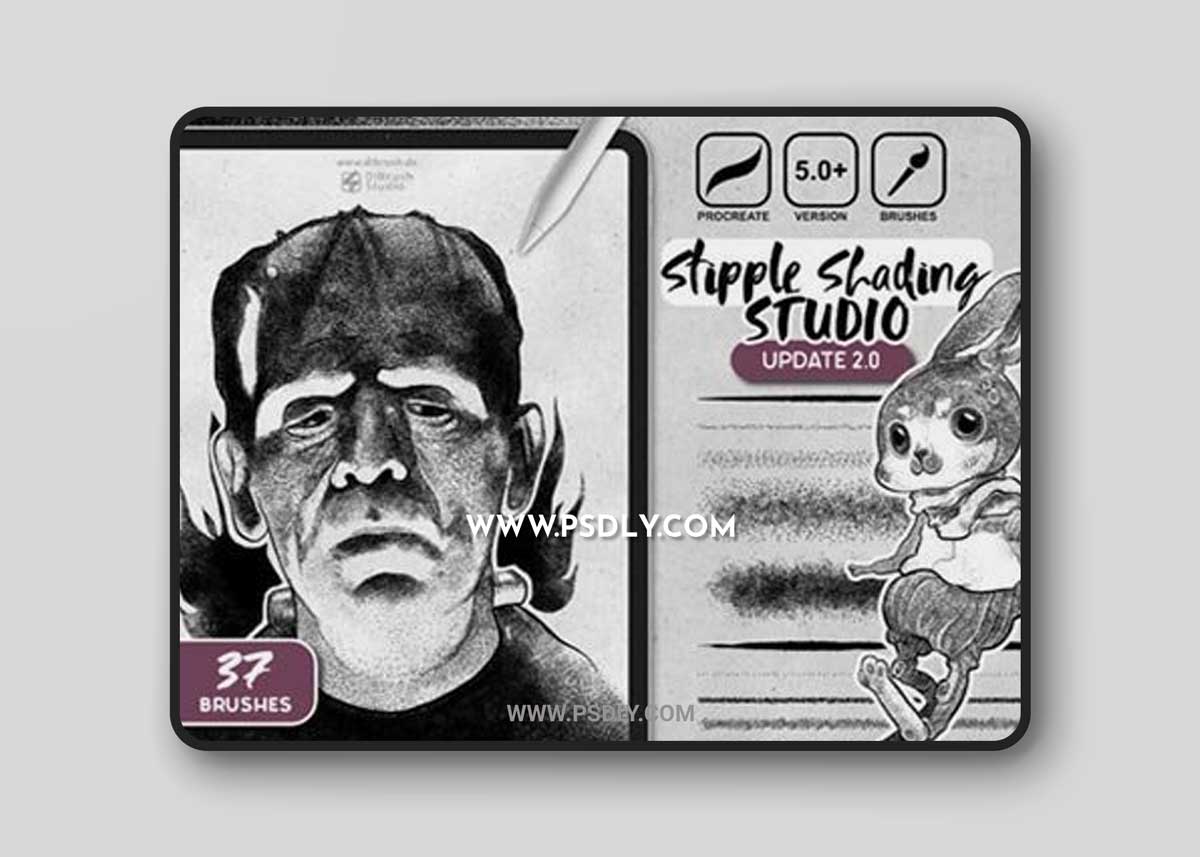 22 Procreate Brushes - Stipple Shading 3825649