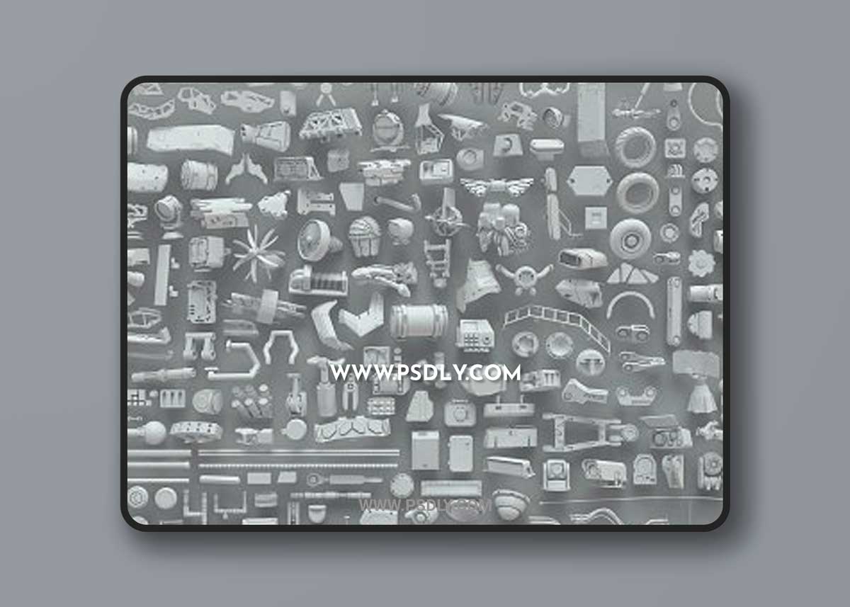 3D Kitbash - 268 Metal Piece Parts 3D Models