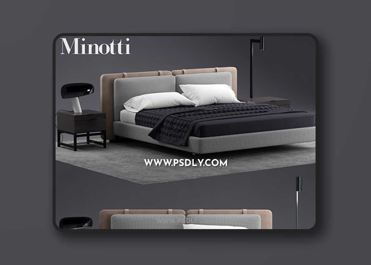 Bed minotti tatlin SOFT 3D Models