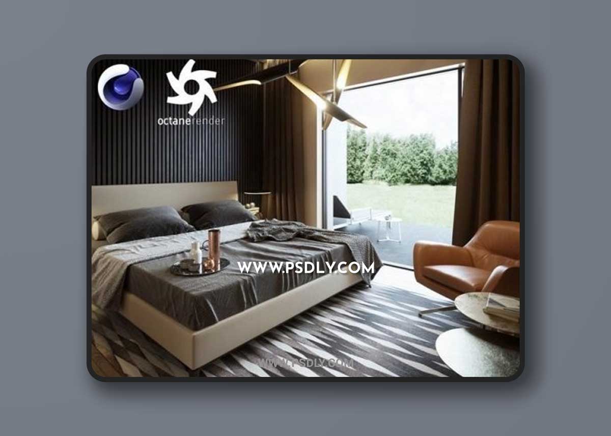 Cgtrader - Living Room Interior 3D Scene-02 for Cinema 4D and Octane Render