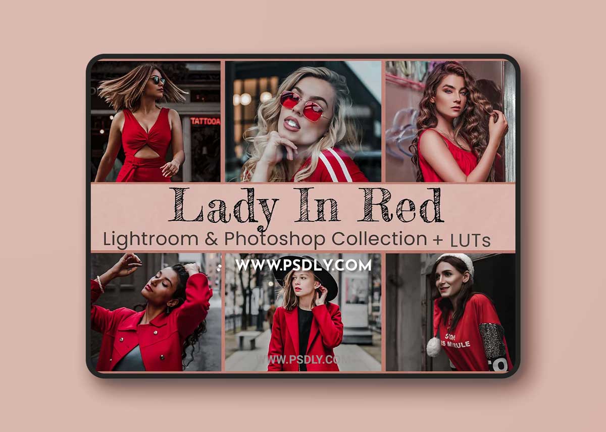 CreativeMarket - Lady In Red Lightroom Photoshop LUTs 6633132