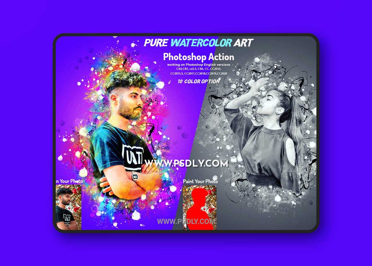 CreativeMarket - Watercolor Art Photoshop Action 6636890