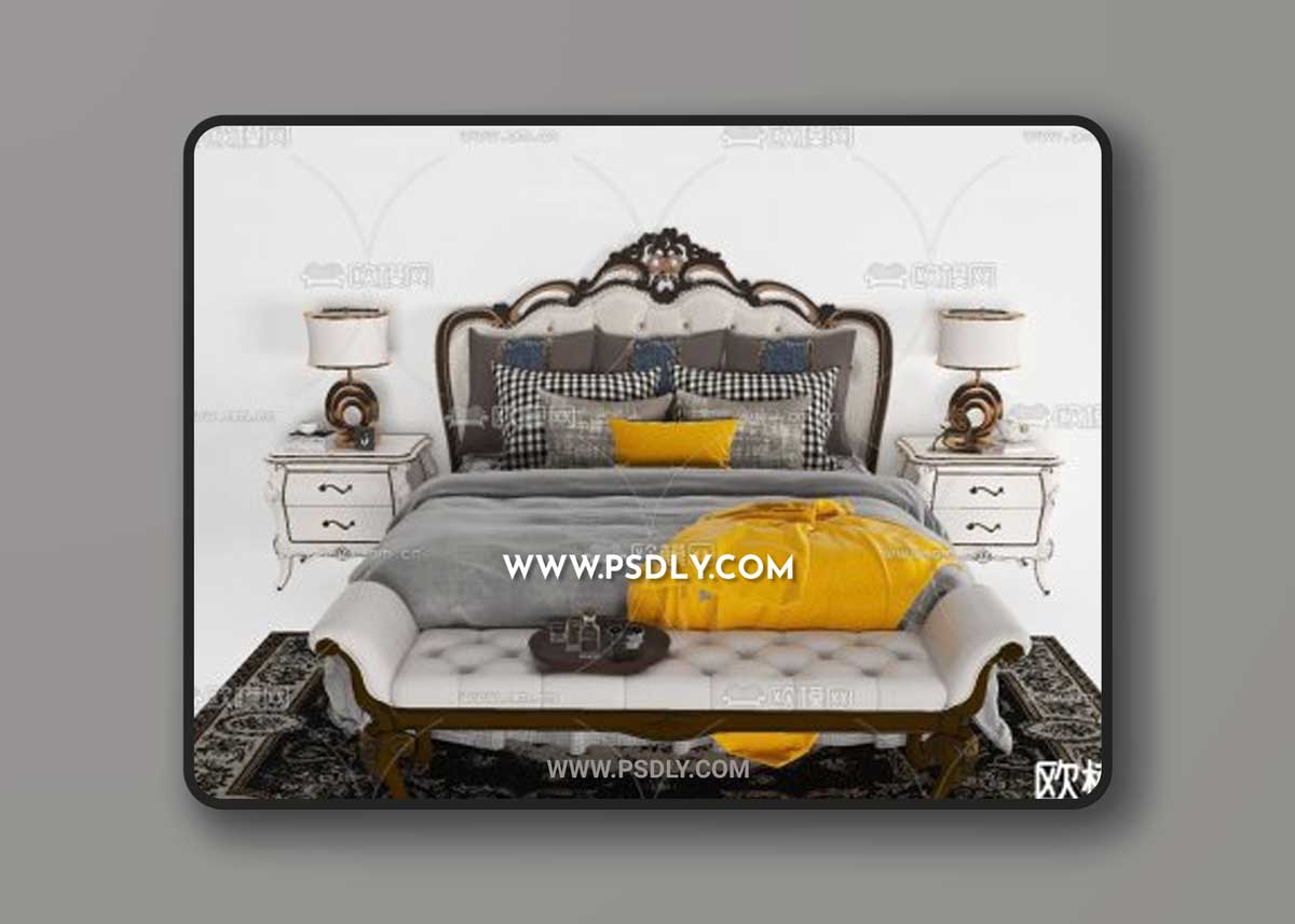 European-style fabric double bed 11594107