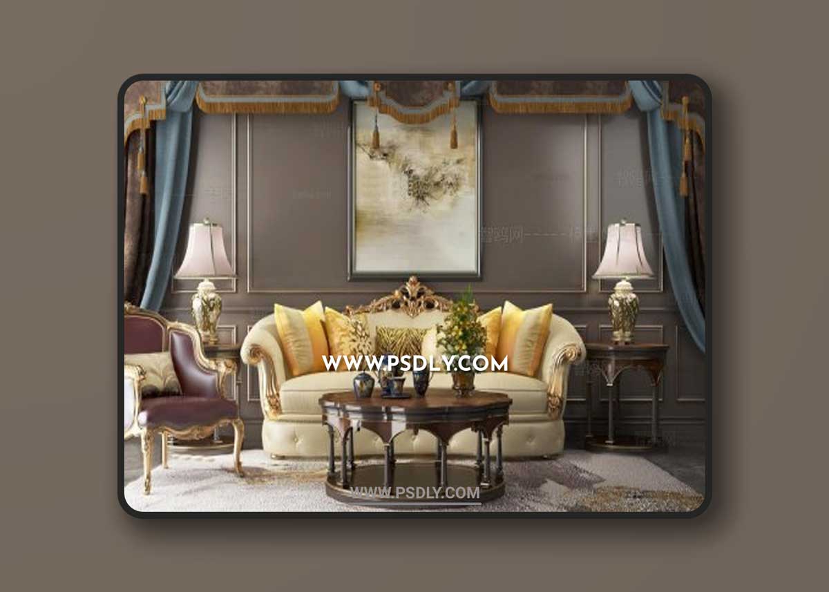 French Modular Sofa 3D Model