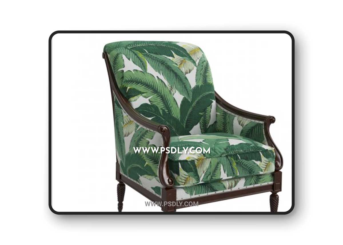 Harwood Accent Chair, Palm Leaf 3D Models