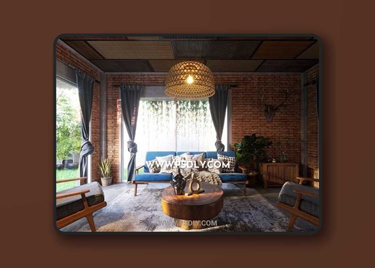 Interior Kitchen - Livingroom Scene By DinhNam 3D Models