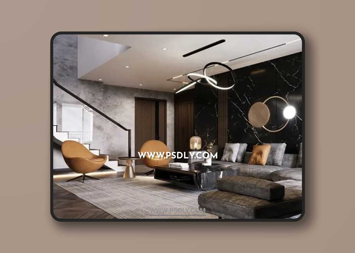 Interior Living Room- Kitchen by Ha My 3D Models