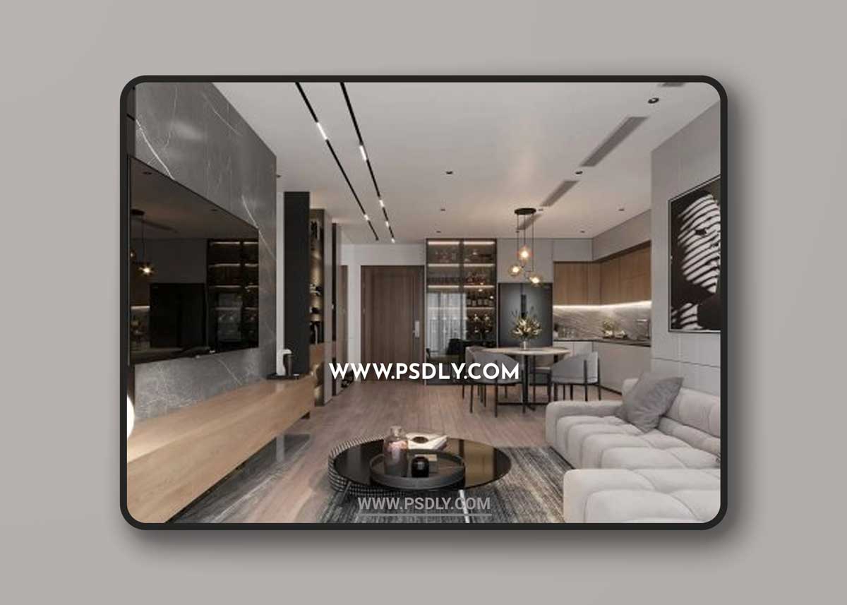 Interior Living Room - Kitchen by Phong Mai 3D Models