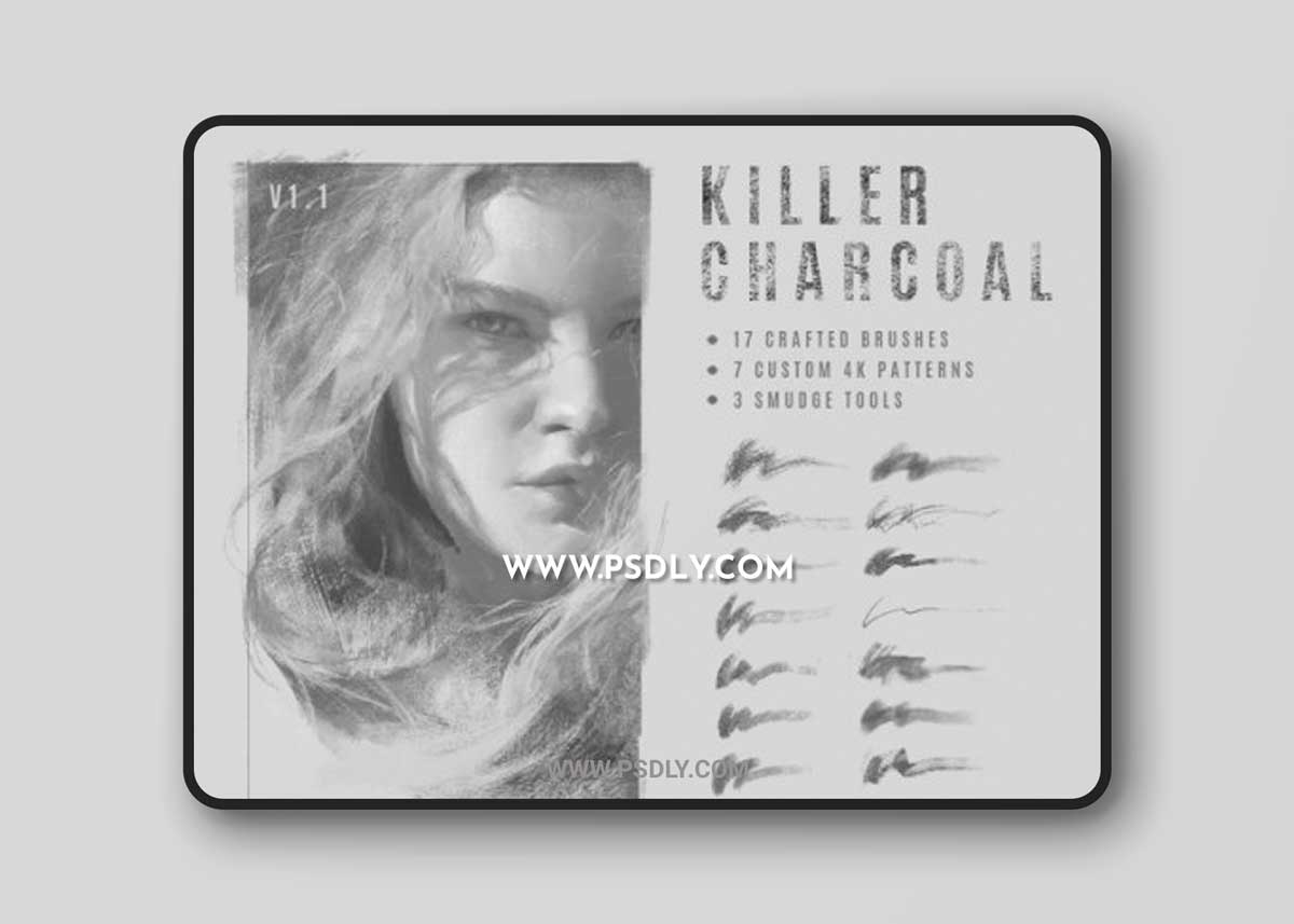 Killer Charcoal. Charcoal imitation brushes for Photoshop CS5+ - by Fausto Hault