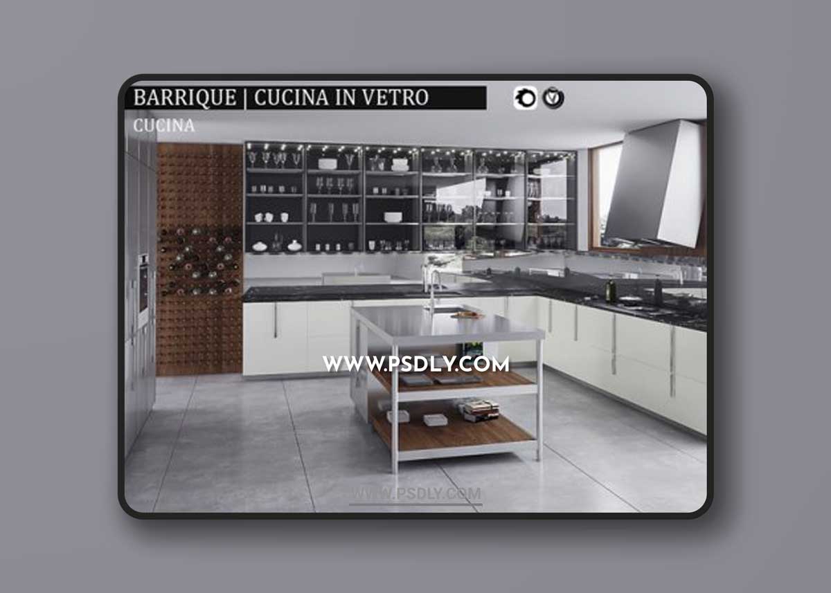 Kitchen Barrique Cucina in vetro - Kitchen - 3D Models - 3DSKY