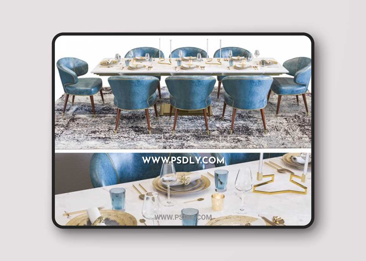 Luxury Ottiu Restaurant Table Set 3D Models