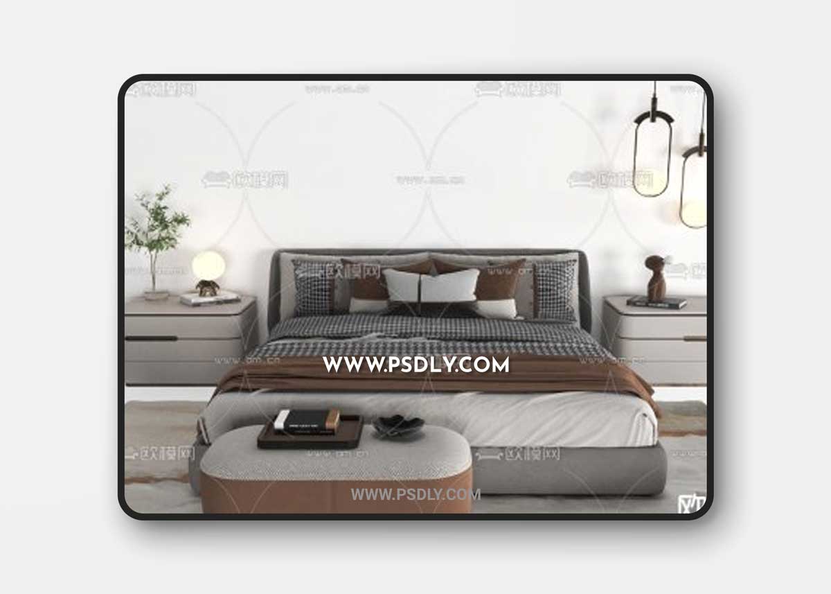 Modern fabric double bed 11643203