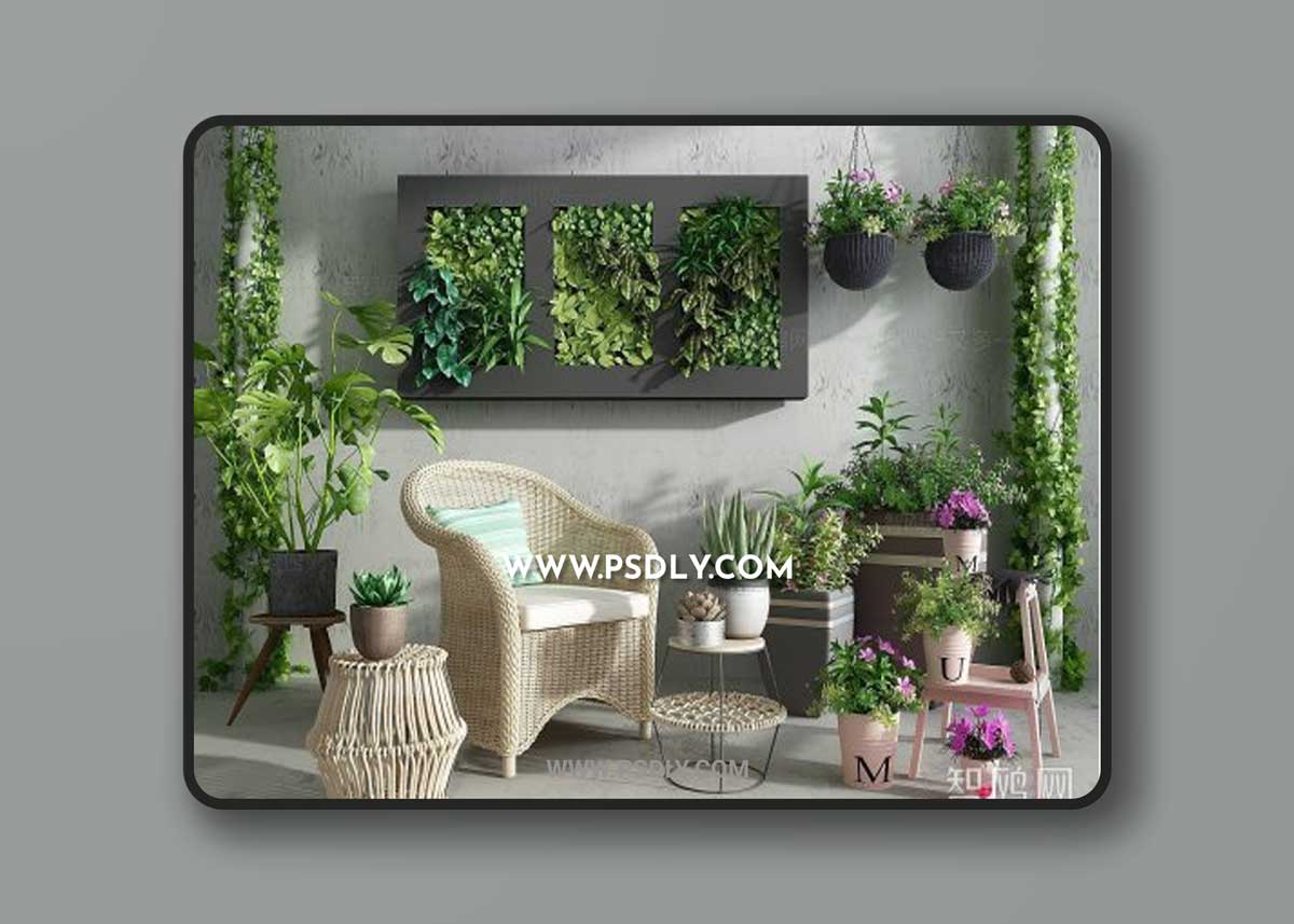 Modern green plant potted plant hanging painting