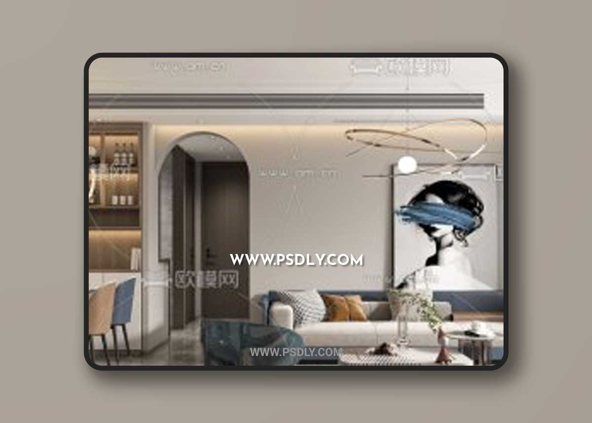 Modern living room dining room 11597 3D Models