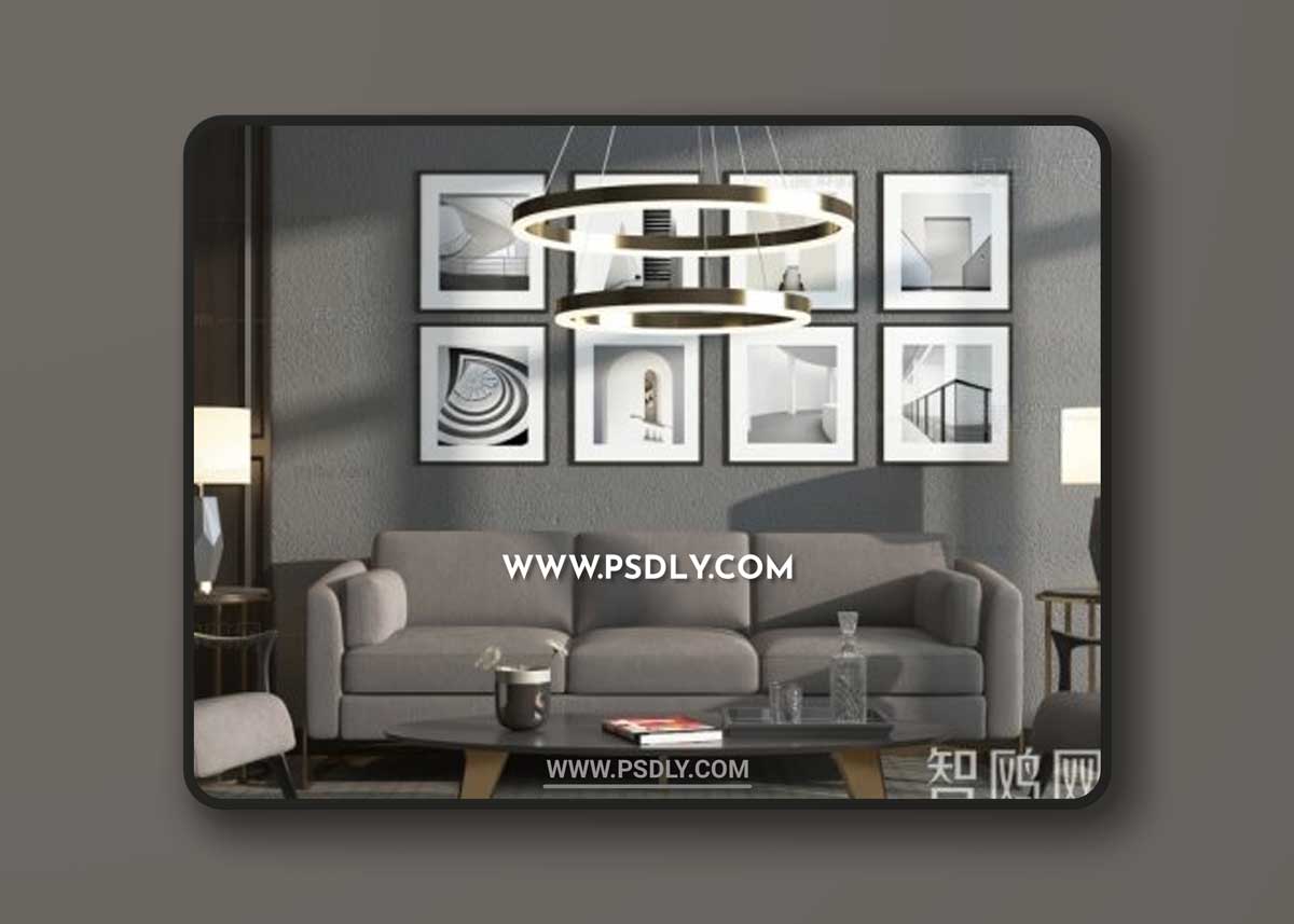 Modern modular sofa hanging painting