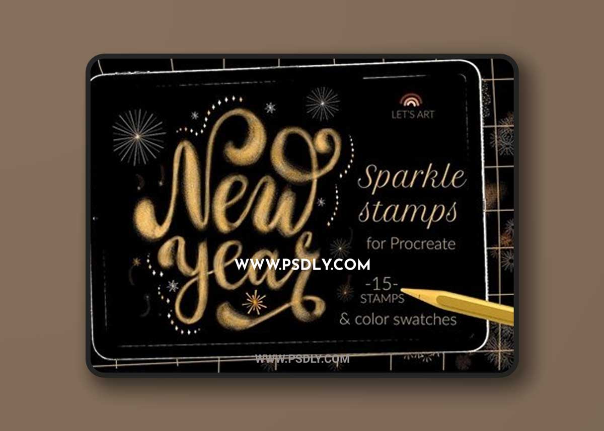 New Year sparkle fireworks brushes