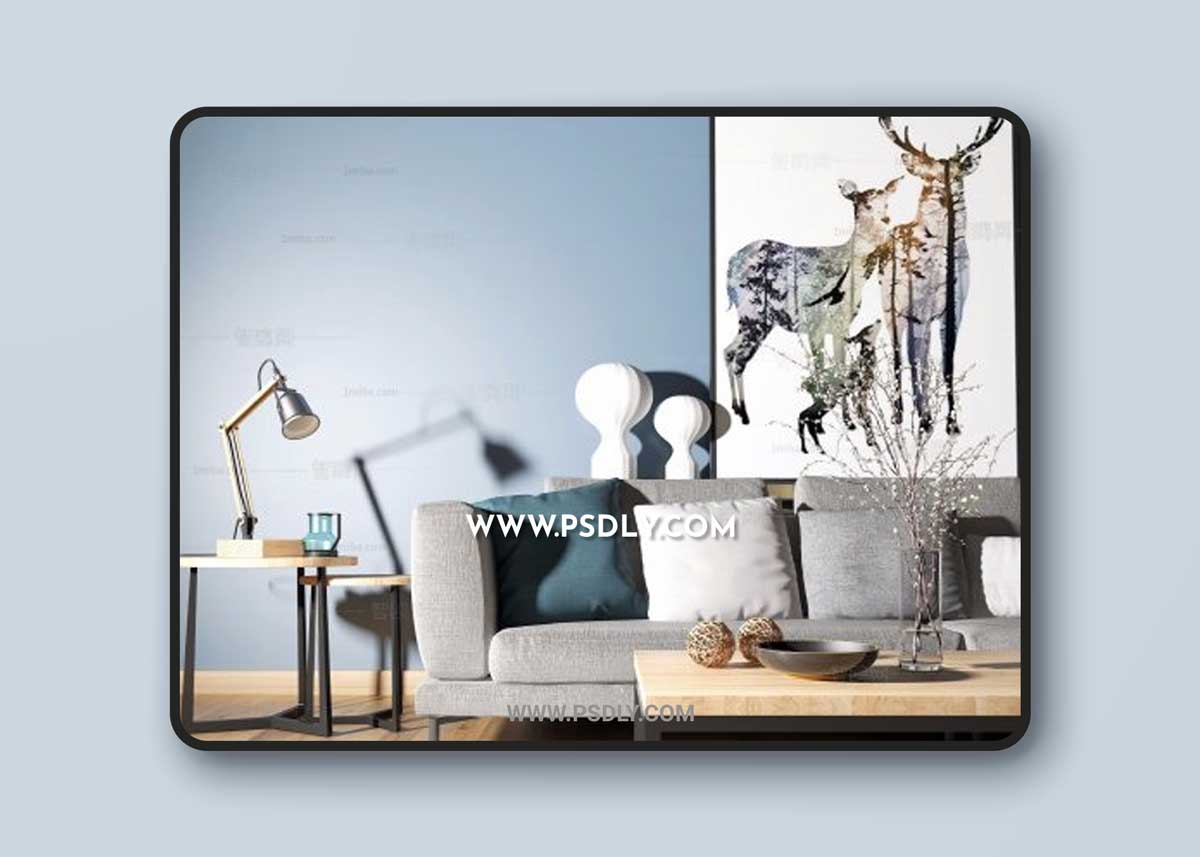 Nordic modular sofa living room 3D Models