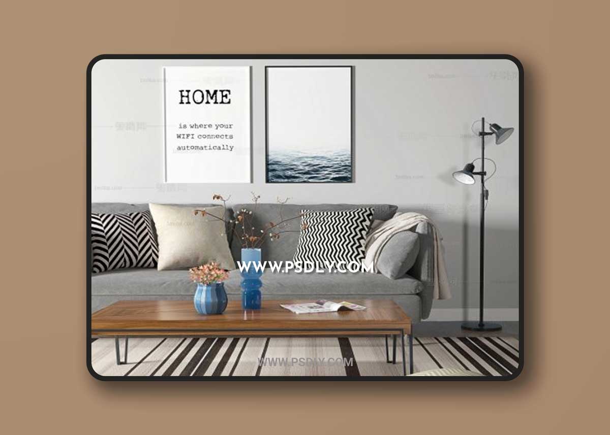 Nordic two-seater sofa coffee table