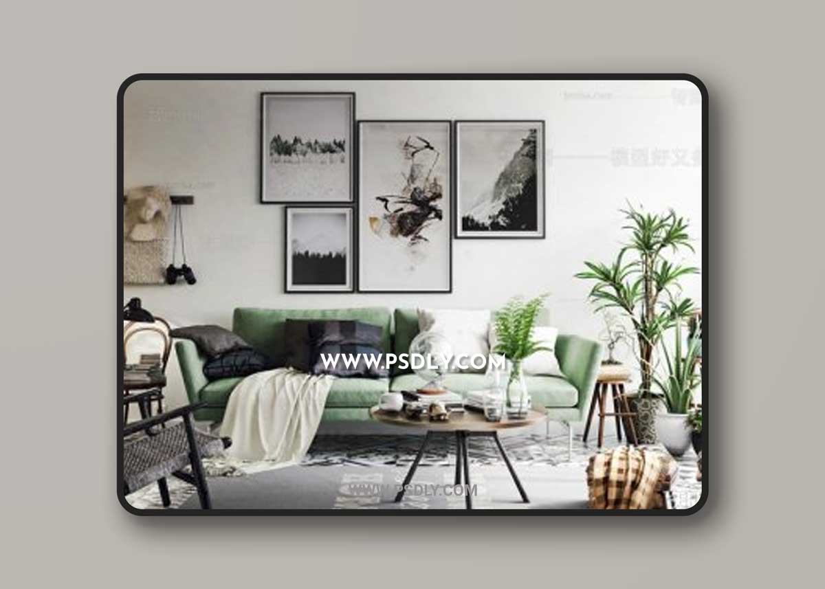 Scandinavian sofa 02 3D Models